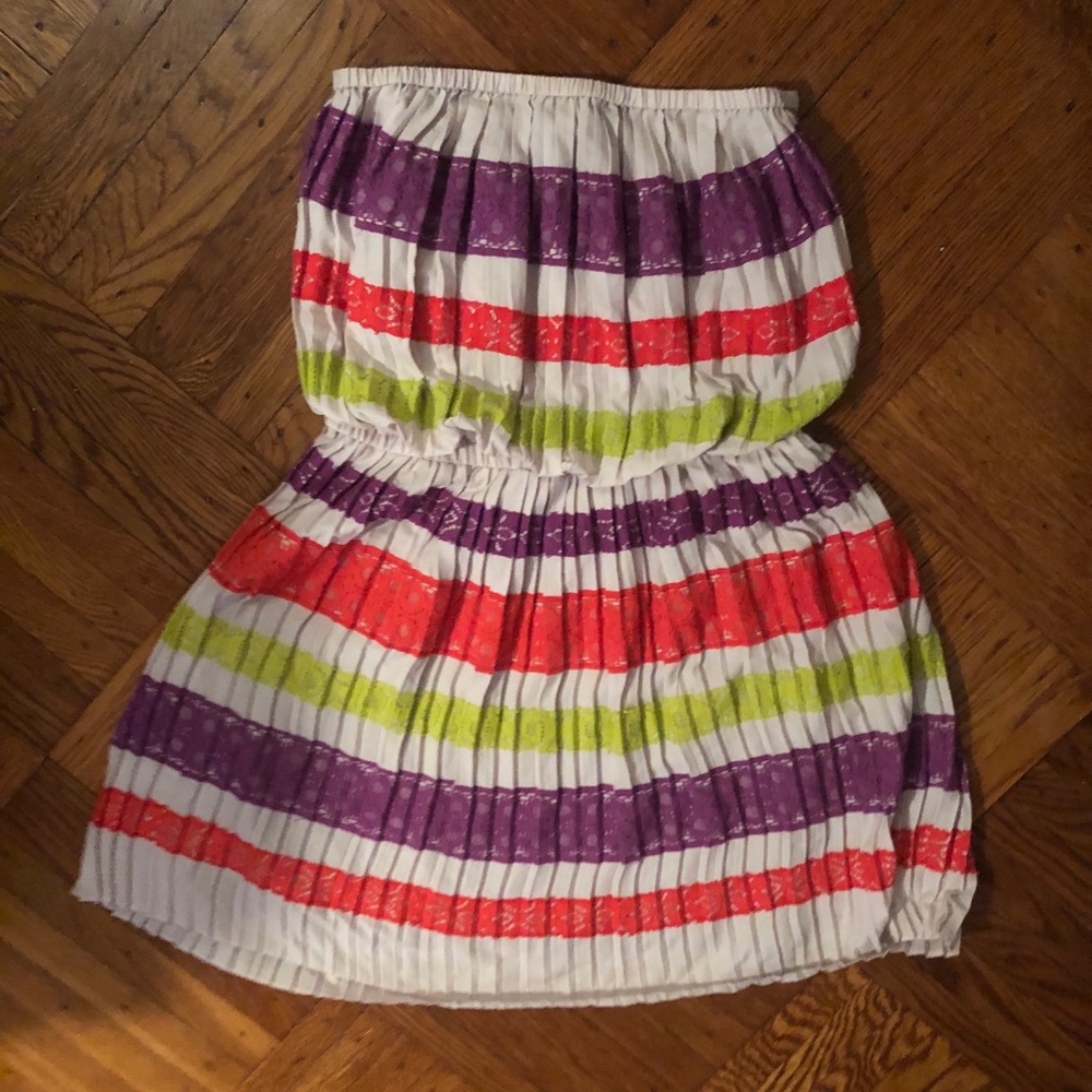 BCBG Strapless Pleated Dress